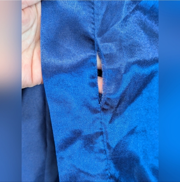 Golden Dragon Bathrobe Kimono Size Large Blue Silky Vintage - Picture 9 of 12